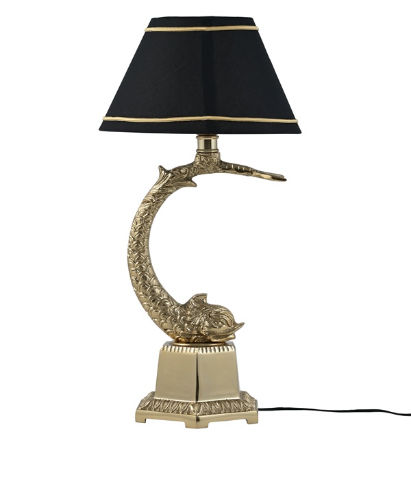 Metal Gold Finish Fish Table Lamp
