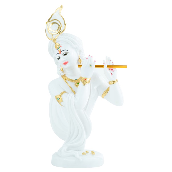 White/Gold Lord Krishna Idol