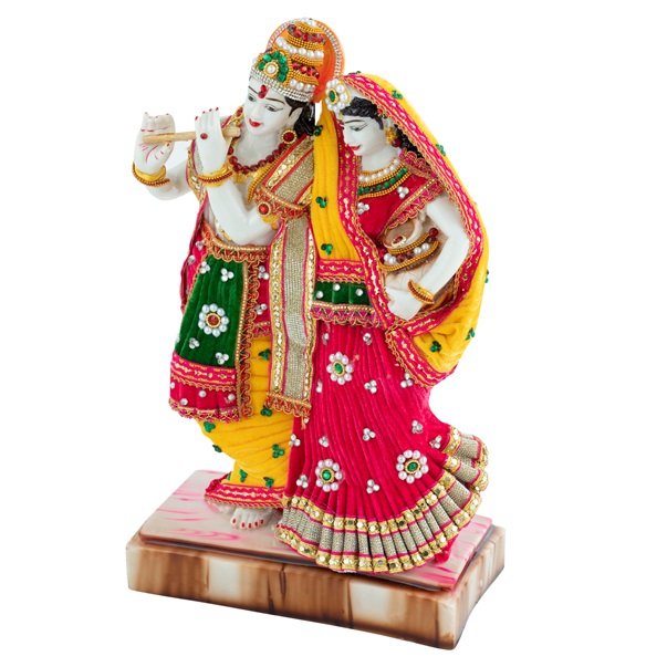 White Marble Dust Radha Krishna Idol