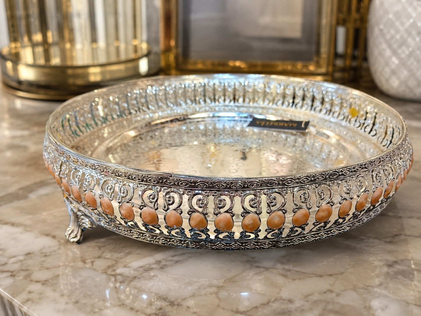 silver decoration serving tray