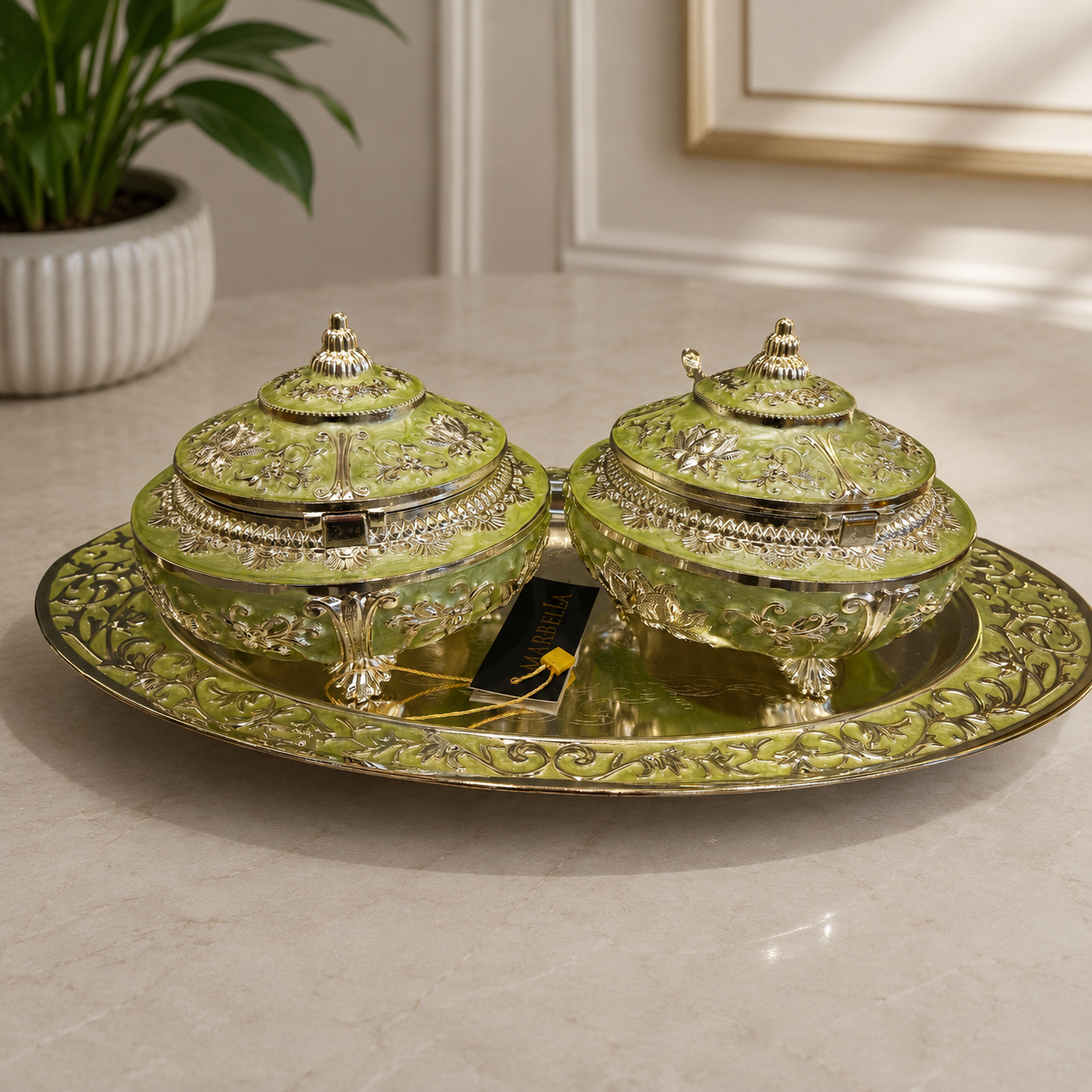 Dry Fruit Serving Set with Tray (2 Bowls)