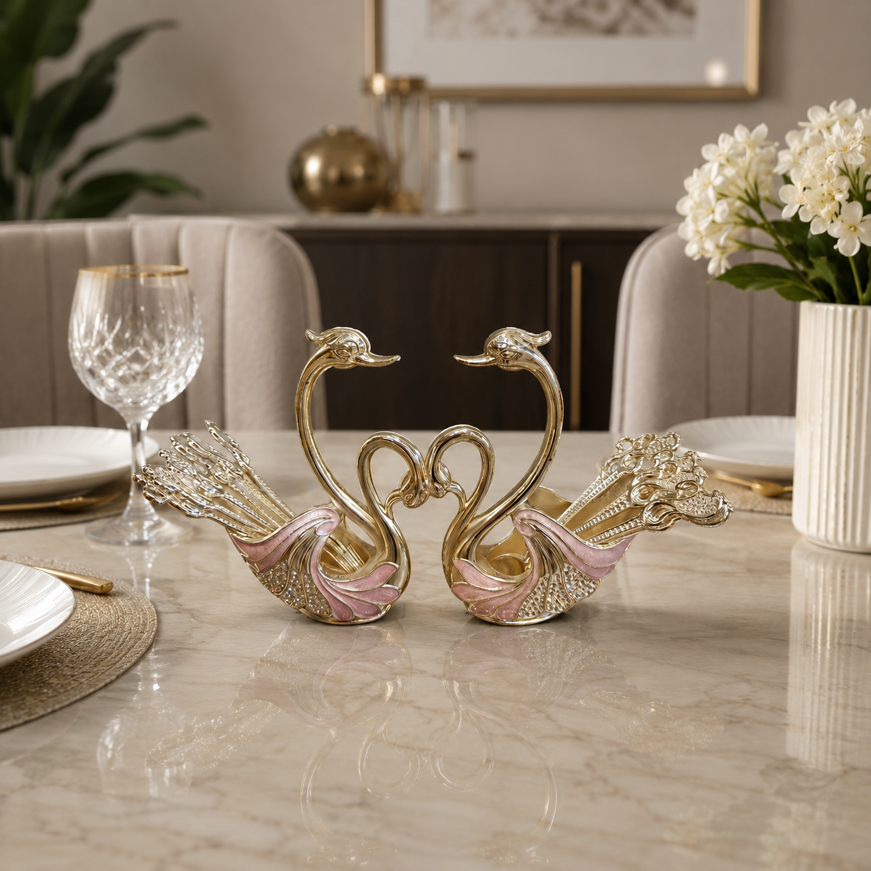 Swan Cutlery Holder Set.